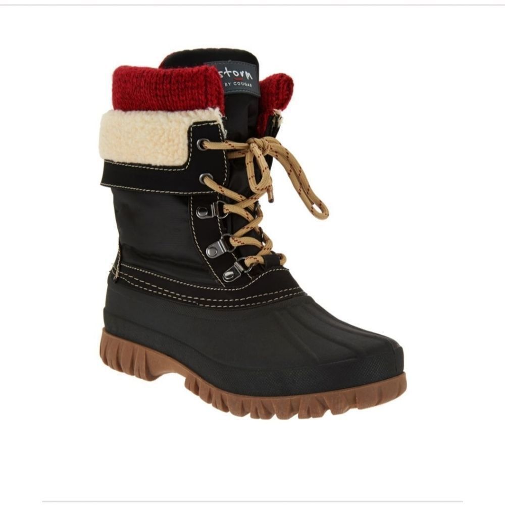 STORM by COUGAR Women's CREEK Boots Waterproof Lace-up Fleece Black Size 6 NWT